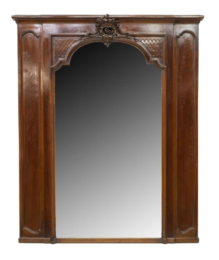 LARGE FRENCH LOUIS XV STYLE MAHOGANY WALL MIRROR (1 of 2)