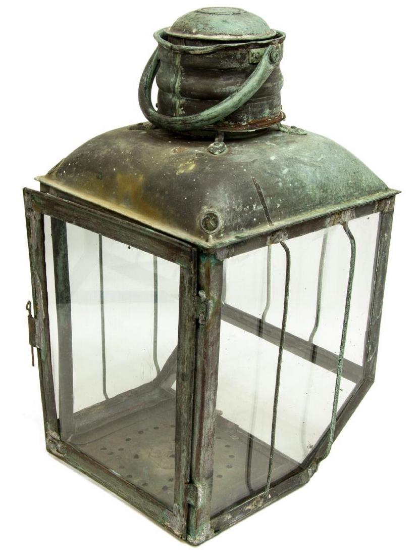 ENGLISH W. PILLEY VERDIGRIS COPPER SHIP'S LANTERN (1 of 2)
