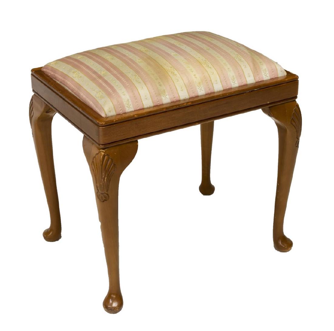 QUEEN ANNE STYLE WALNUT FINISH STOOL (1 of 2)