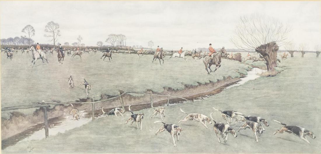 FRAMED CECIL ALDIN (1870-1935) FOX HUNT PRINT (1 of 4)