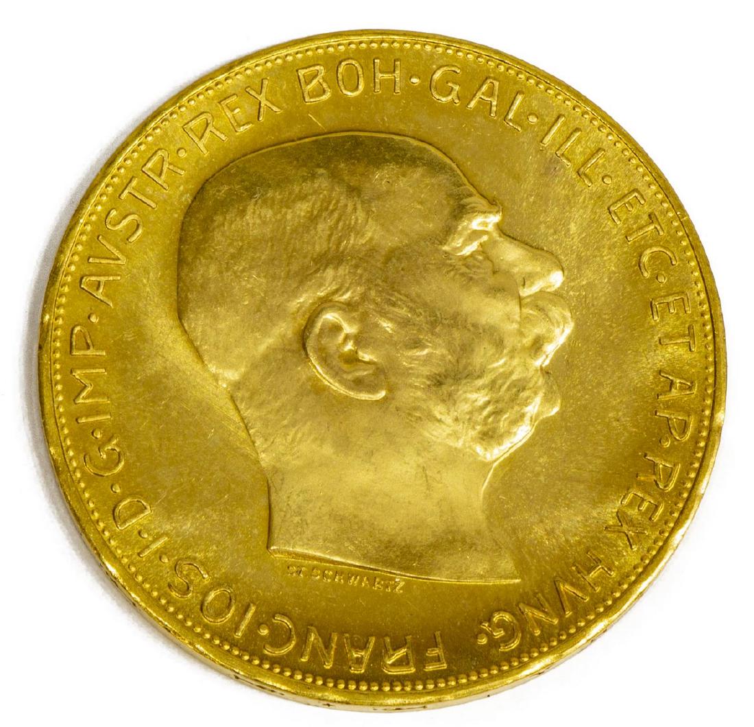 AUSTRIA GOLD 100 CORONA COIN, ,9802 OZ. (1 of 2)