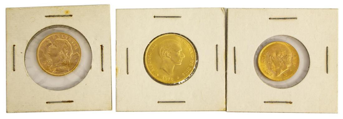 (3) GOLD COINS, SWISS, SPAIN, MEXICO (1 of 8)
