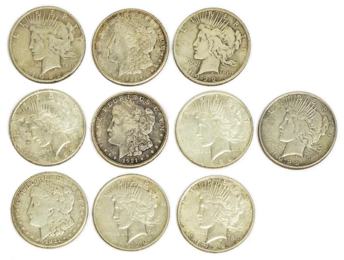 (10) U.S. SILVER DOLLARS, MORGAN & PEACE (1 of 2)
