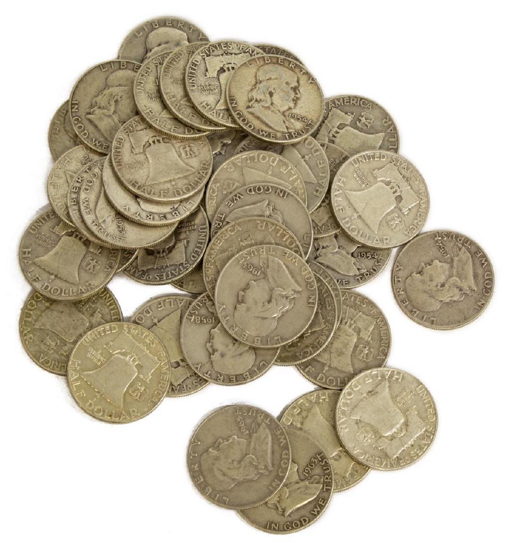 (40) U.S. FRANKLIN HALF DOLLARS, .90 SILVER (1 of 3)