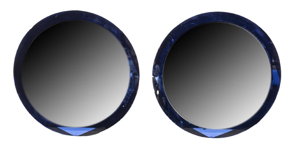 (2) ITALIAN MODERN BLUE RIM CIRCULAR WALL MIRRORS (1 of 3)