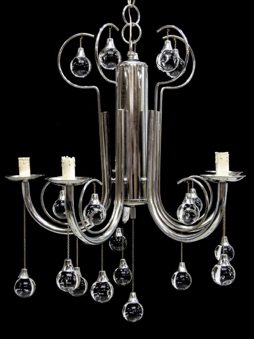 ITALIAN MID-CENTURY MODERN CHROME 5LT CHANDELIER (1 of 2)
