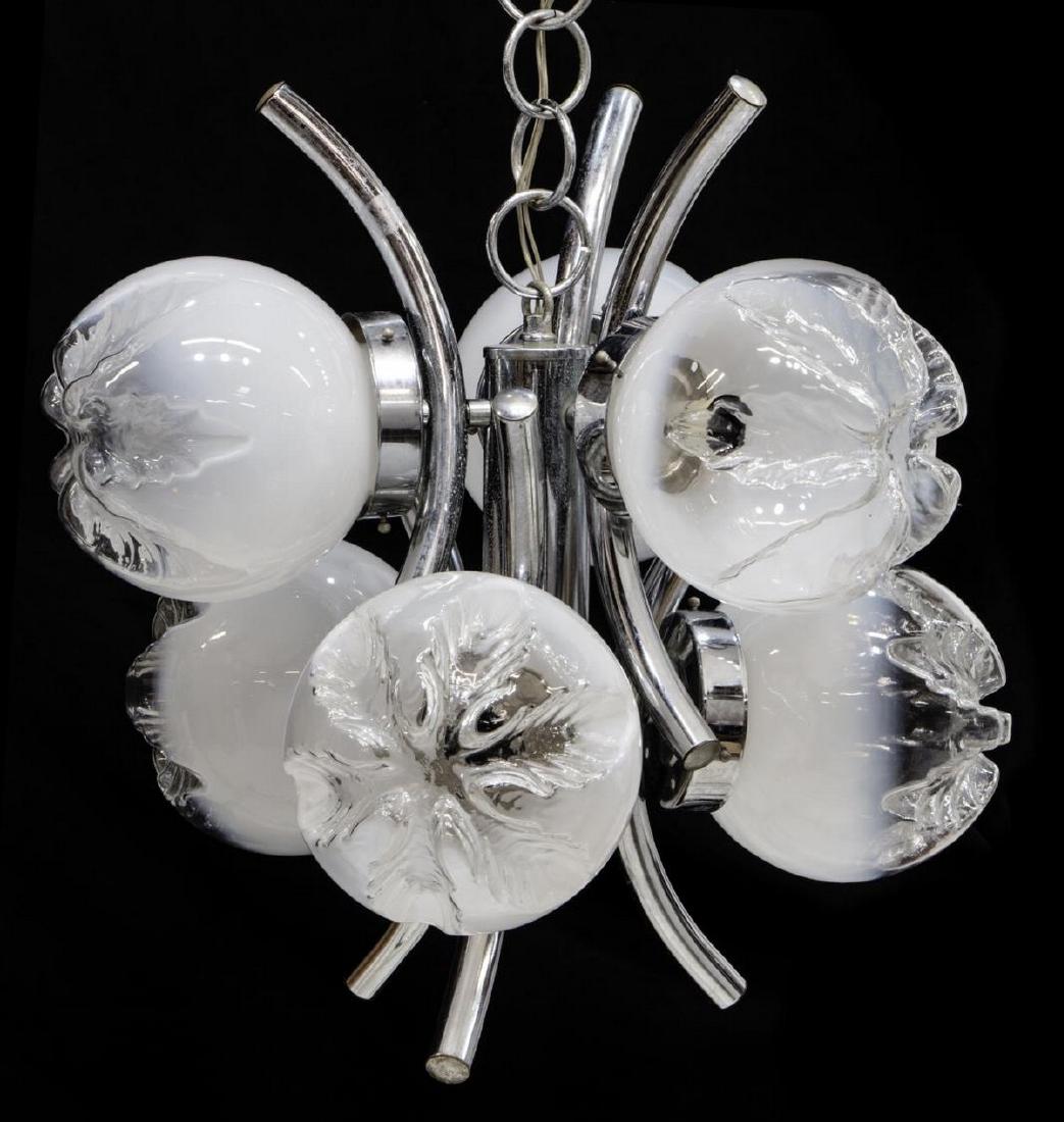ITALIAN MID-CENTURY CHROME & GLASS 6LT CHANDELIER (1 of 2)