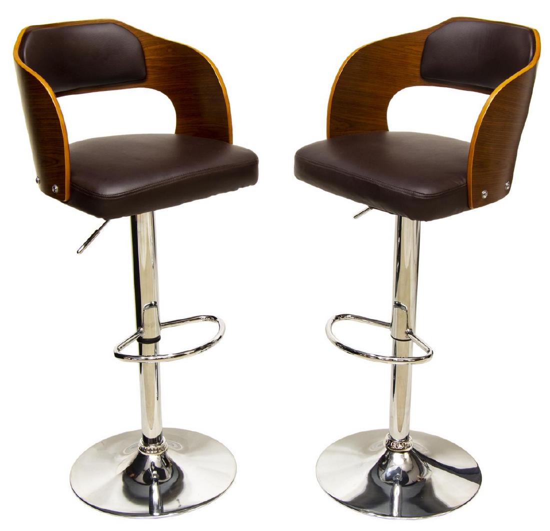 (PAIR) MODERN CHROMED STEEL BARSTOOLS (1 of 2)