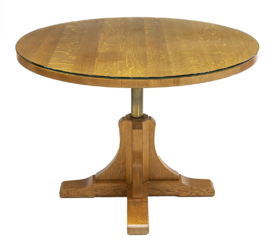 L.&J.G. STICKLEY ADJUSTABLE OAK CIRCULAR TABLE (1 of 3)