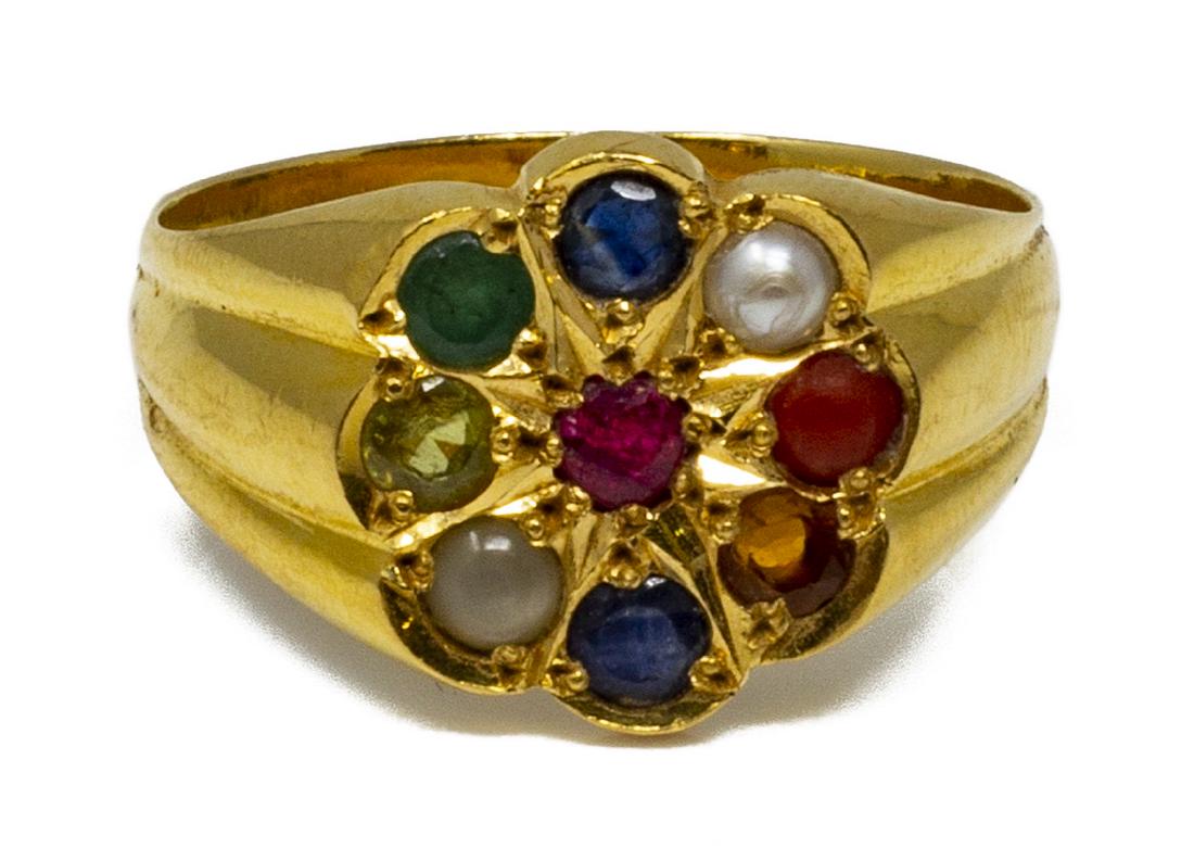 ESTATE 22KT YELLOW GOLD MULTI-GEMSTONE RING (1 of 4)