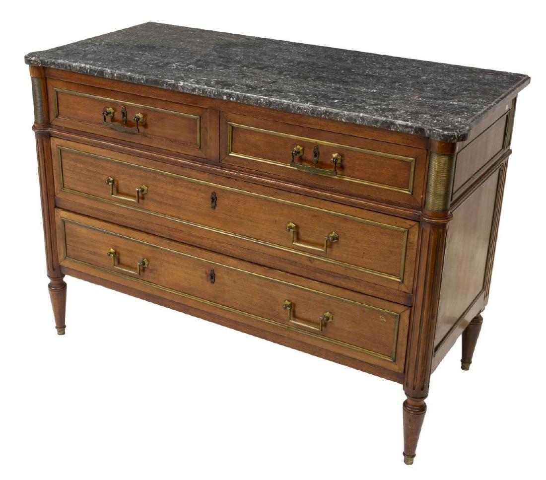 FRENCH LOUIS XVI STYLE MARBLE TOP MAHOGANY COMMODE (1 of 3)