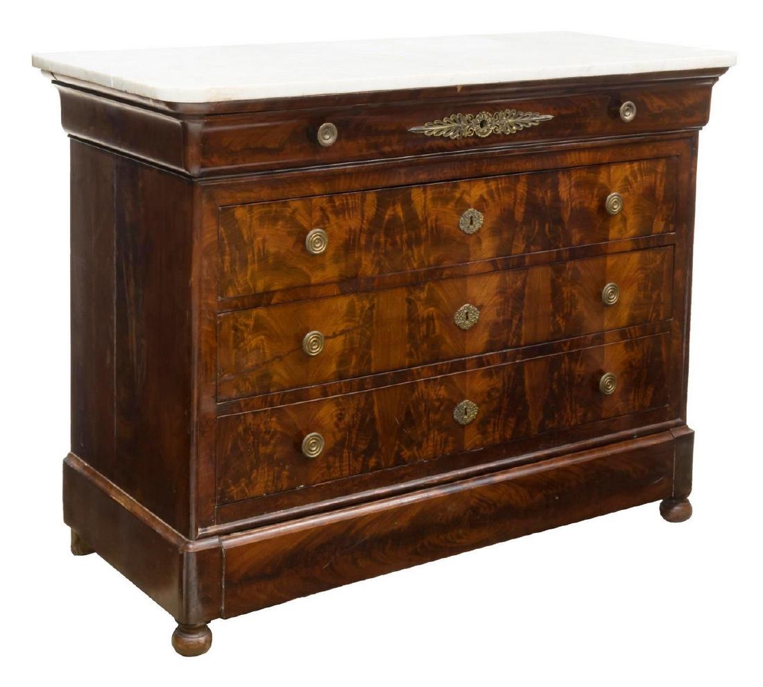 FRENCH CHARLES X MARBLE TOP MAHOGANY COMMODE (1 of 3)
