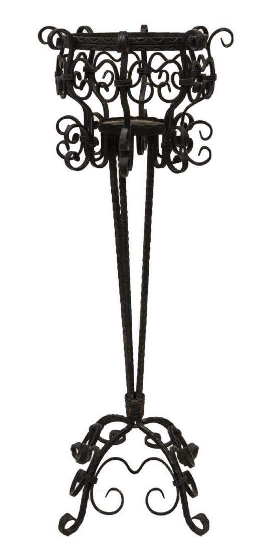 ITALIAN BLACK SCROLLING WROUGHT IRON PLANTSTAND (1 of 2)