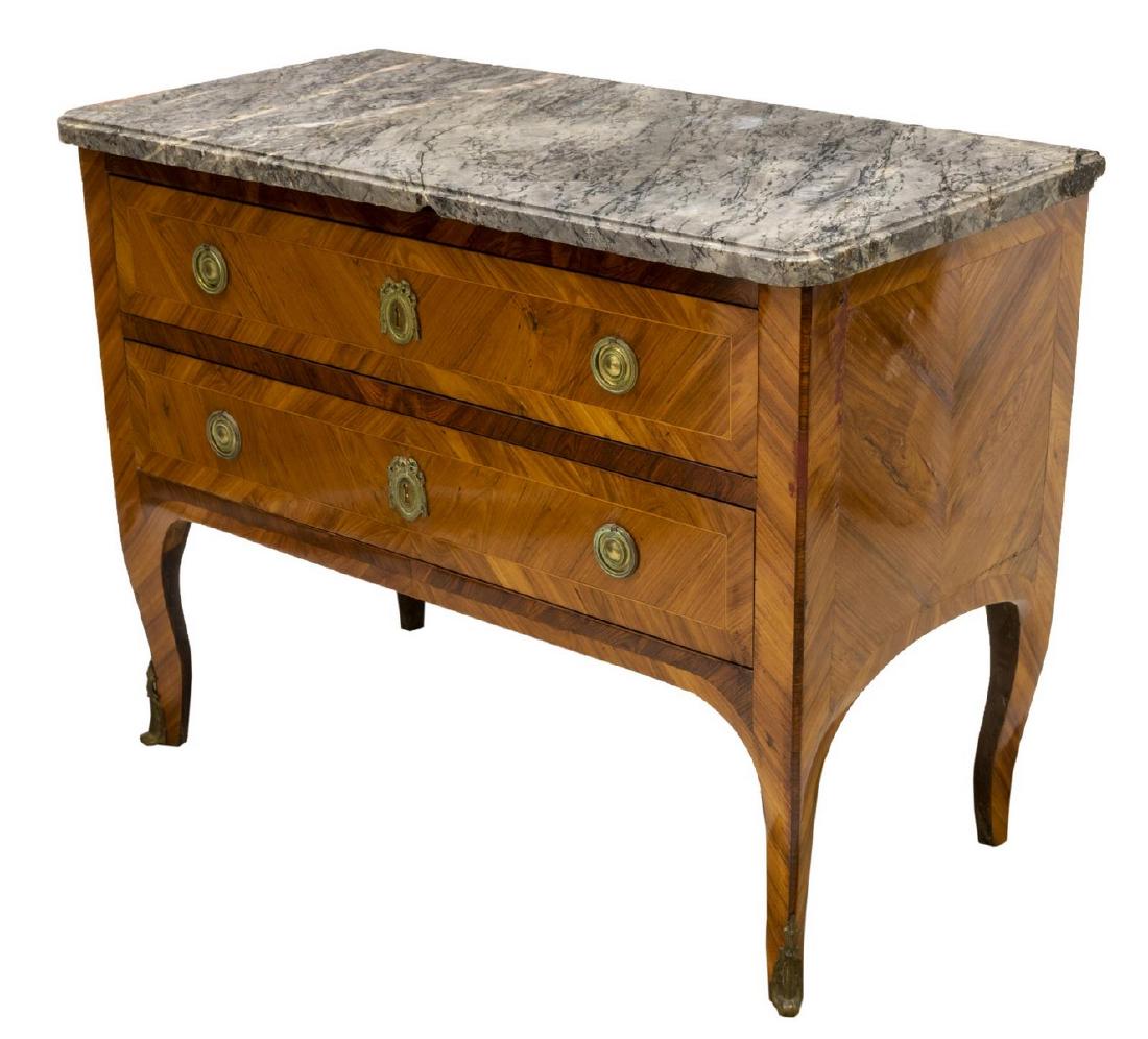 FRENCH LOUIS XV STYLE MARBLE TOP COMMODE (1 of 3)