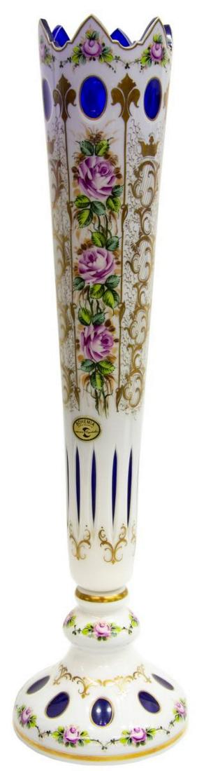 TALL BOHEMIAN GILT ENAMELED COBALT BLUE GLASS VASE (1 of 3)