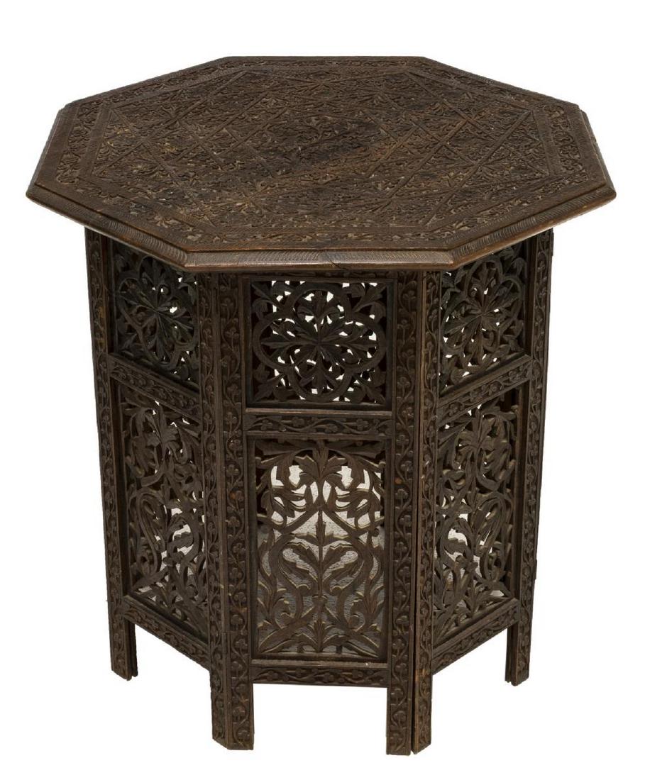 INDIA FLORAL ARABESQUE CARVED SIDE TABLE (1 of 2)