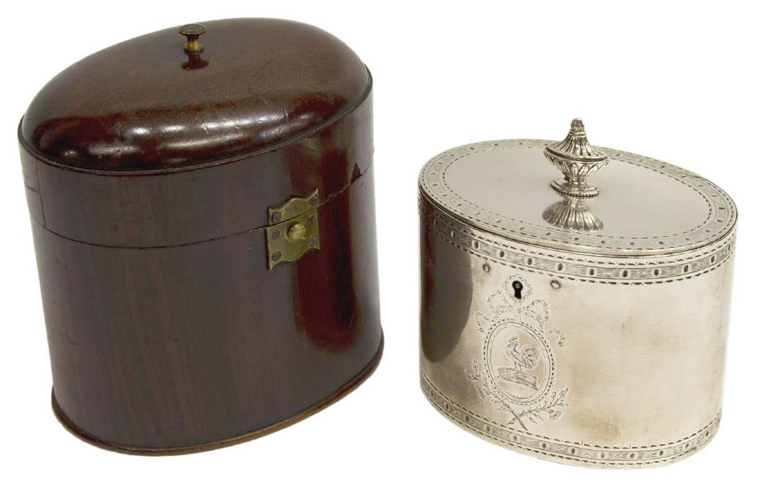 ENGLISH STERLING LE SAGE TEA CADDY & MAHOGANY CASE (1 of 9)