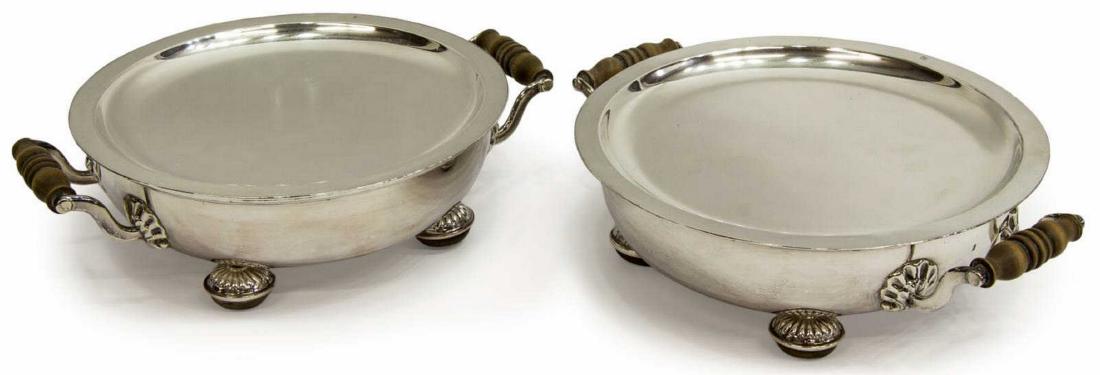 (2) OLD SHEFFIELD PLATE TWO-PIECE WARMING STANDS (1 of 4)
