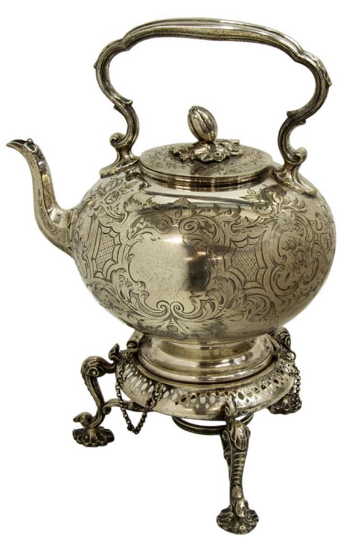 SHEFFIELD FOLIATE ENGRAVED TILTING TEA POT (1 of 3)