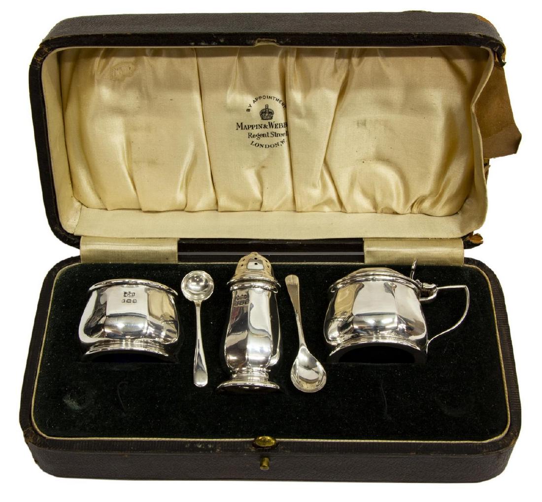ENGLISH MAPPIN & WEBB STERLING 3-PIECE CRUET SET (1 of 4)