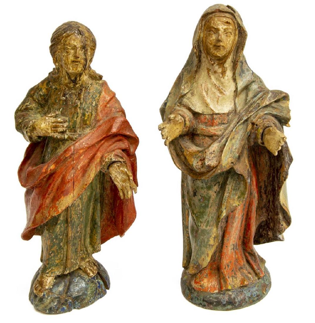 (2) SPAIN LATE 17THC. CARVED RELIGIOUS FIGURES (1 of 2)