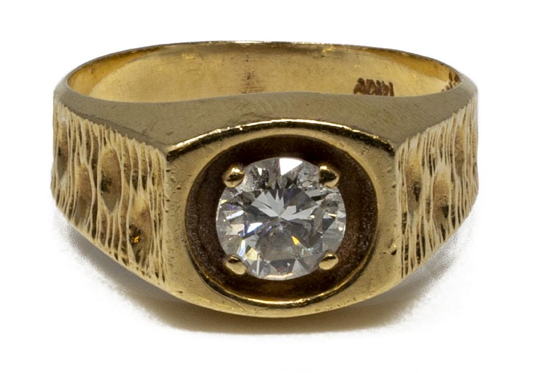 ESTATE GENT'S 14KT GOLD & 1.05 CT DIAMOND RING (1 of 4)