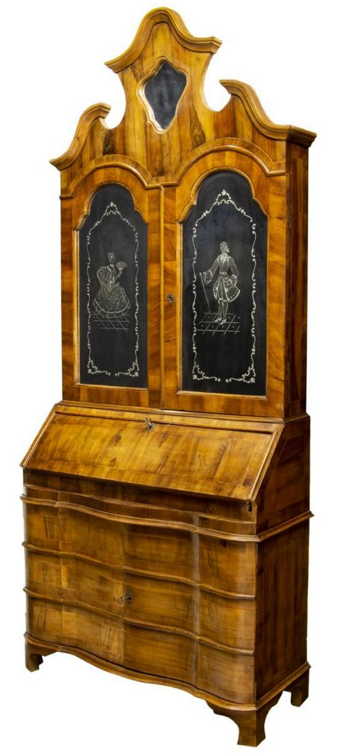 VENETIAN PATCHWORK WALNUT SECRETARY BOOKCASE (1 of 4)