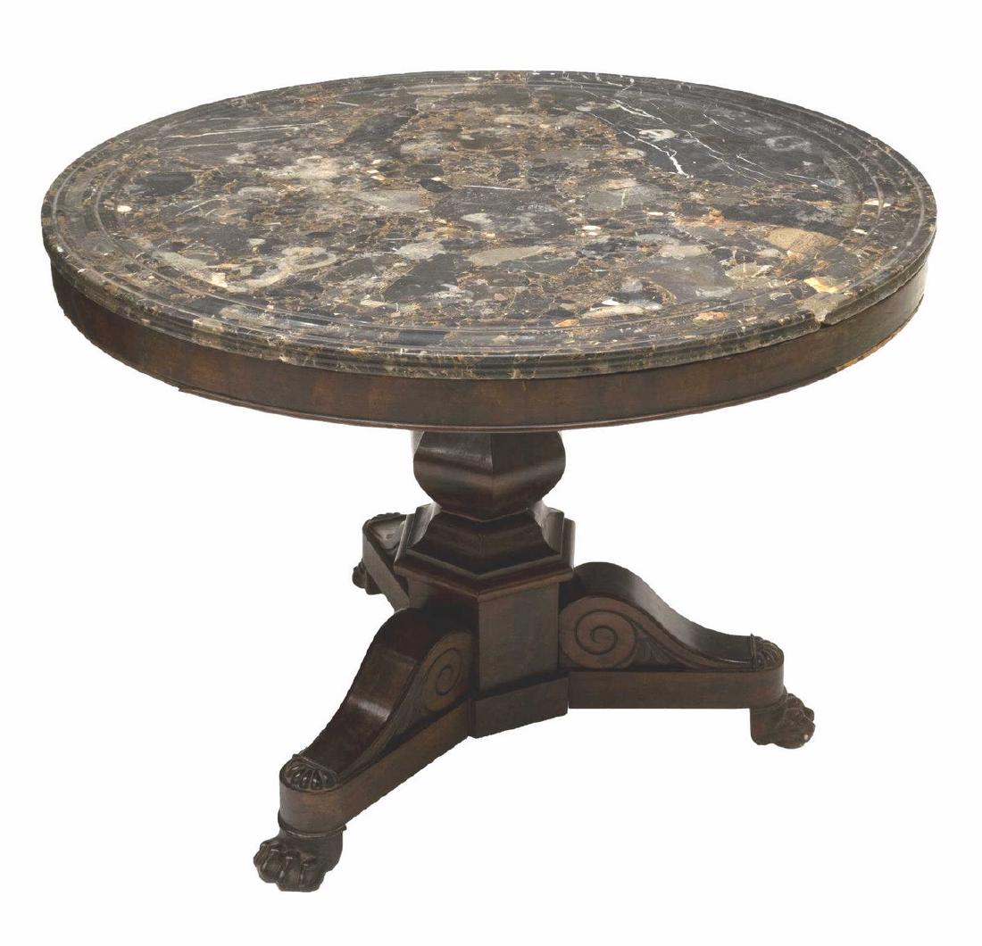 FRENCH EMPIRE MARBLE TOP TABLE (1 of 3)