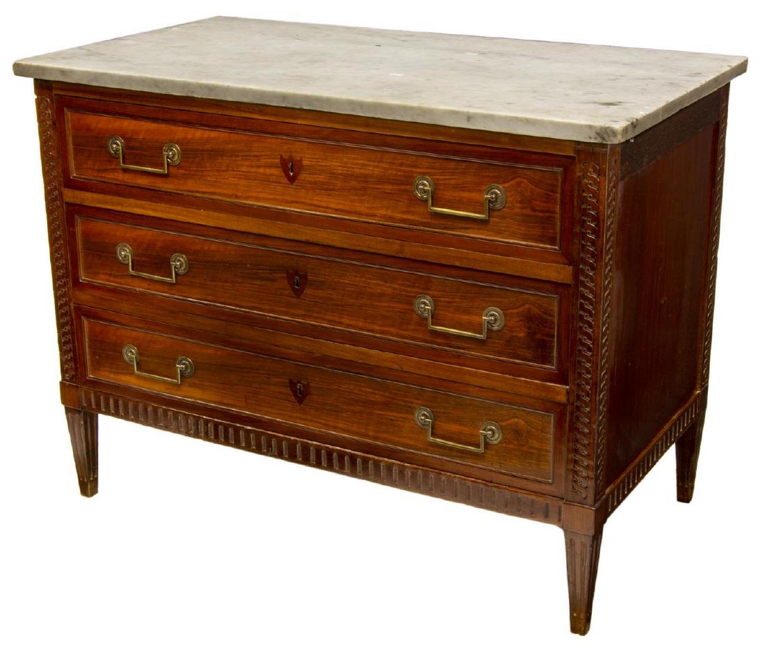 FRENCH LOUIS XVI STYLE MARBLE TOP MAHOGANY COMMODE (1 of 3)