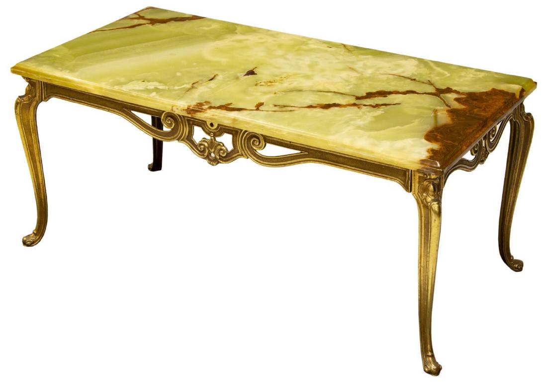 FRENCH LOUIS XV STYLE ONYX GILT METAL COFFEE TABLE (1 of 2)