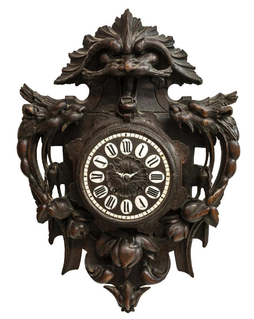 LARGE GRIFFIN CARVED 19TH C., WALL CLOCK (1 of 4)