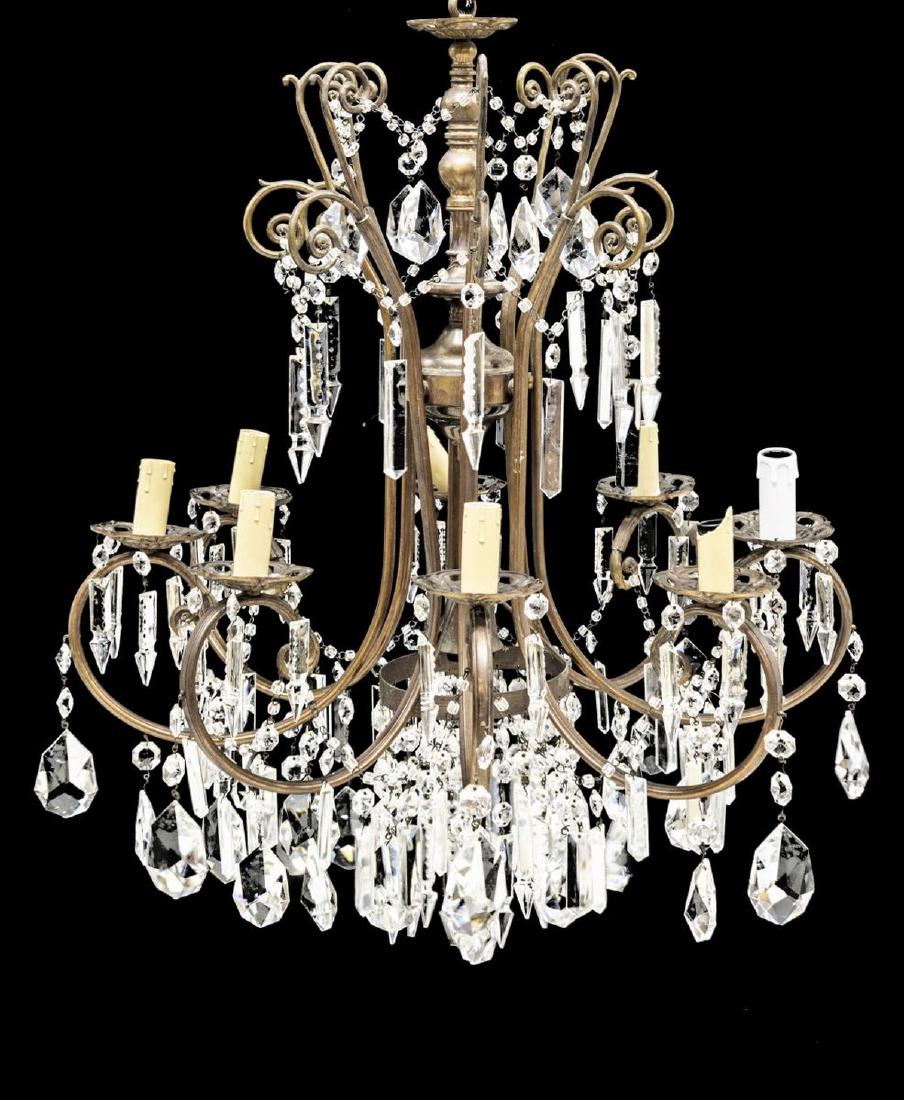 ITALIAN GILT METAL & CRYSTAL 8-LIGHT CHANDELIER (1 of 2)