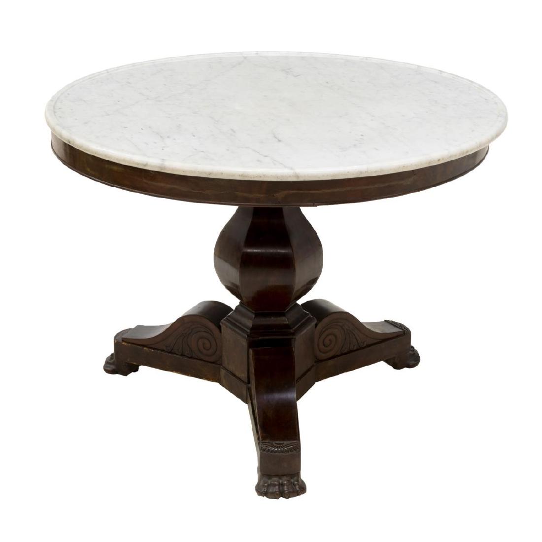 FRENCH EMPIRE STYLE MAHOGANY MARBLE CENTER TABLE (1 of 3)