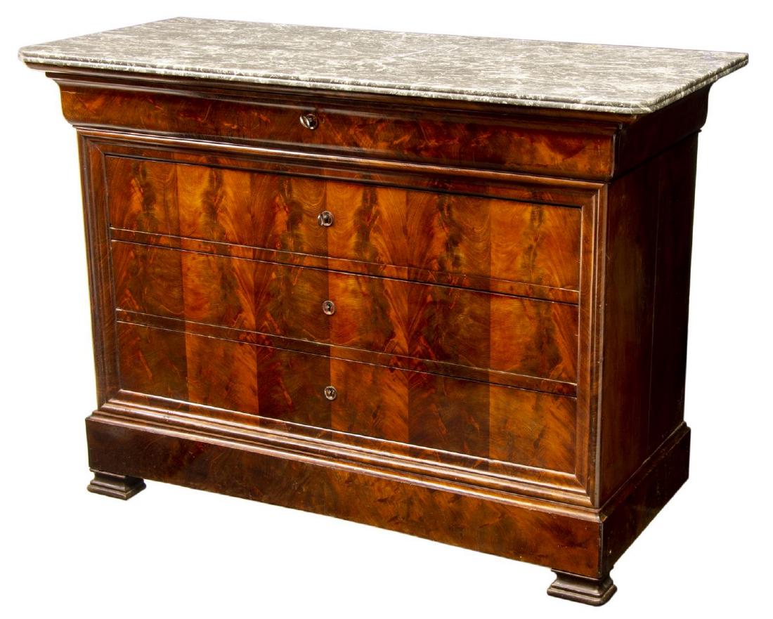 FRENCH CHARLES X MARBLE TOP MAHOGANY COMMODE (1 of 4)