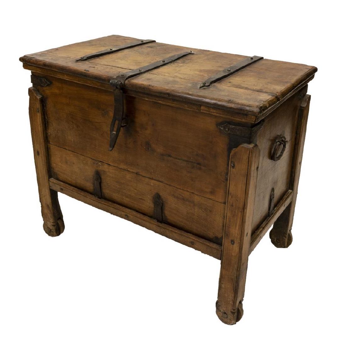 IRON BOUND STORAGE CHEST ON WHEELS, INDIA (1 of 4)