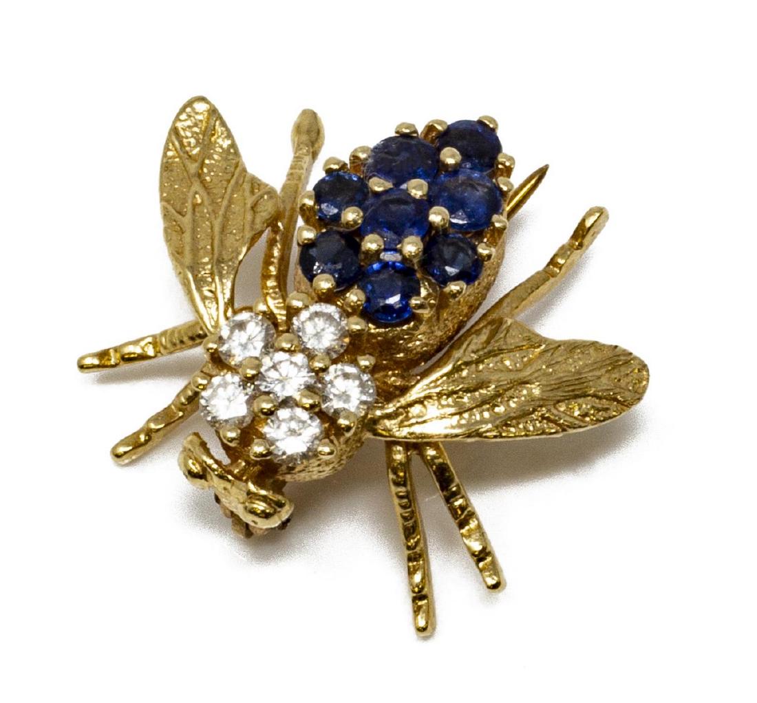 ESTATE 14KT GOLD DIAMOND & SAPPHIRE BEE PIN (1 of 3)