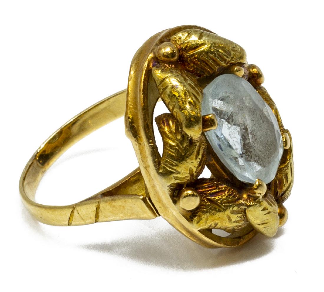 ESTATE 18KT FOLIATED GOLD & AQUAMARINE RING (1 of 4)