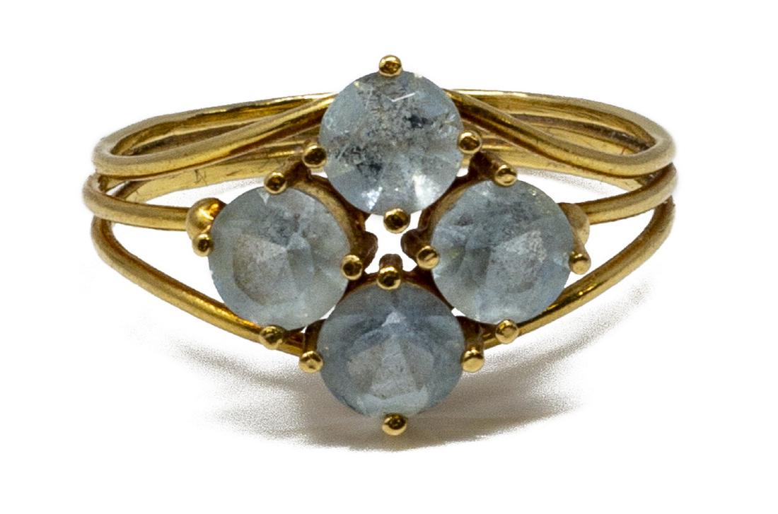 ESTATE 18KT YELLOW GOLD & AQUAMARINE RING (1 of 4)