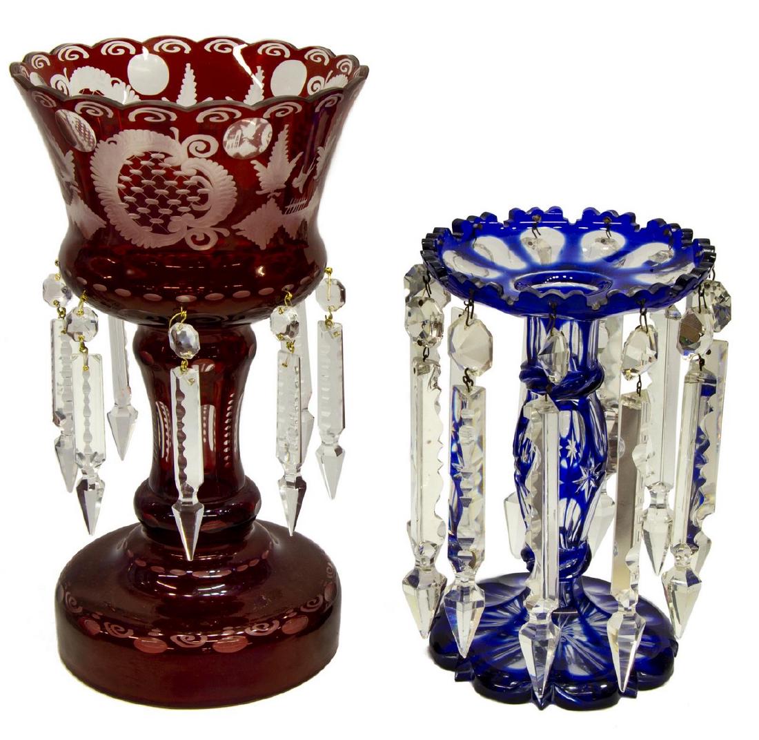 (2) BOHEMIAN CUT TO CLEAR GLASS MANTEL LUSTRES (1 of 3)
