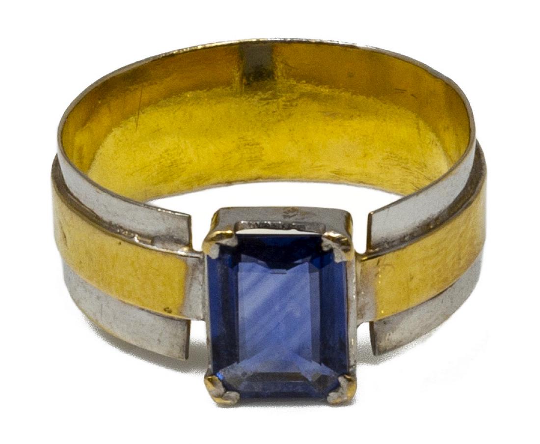 ESTATE 18KT TWO-TONE GOLD & SAPPHIRE RING (1 of 3)