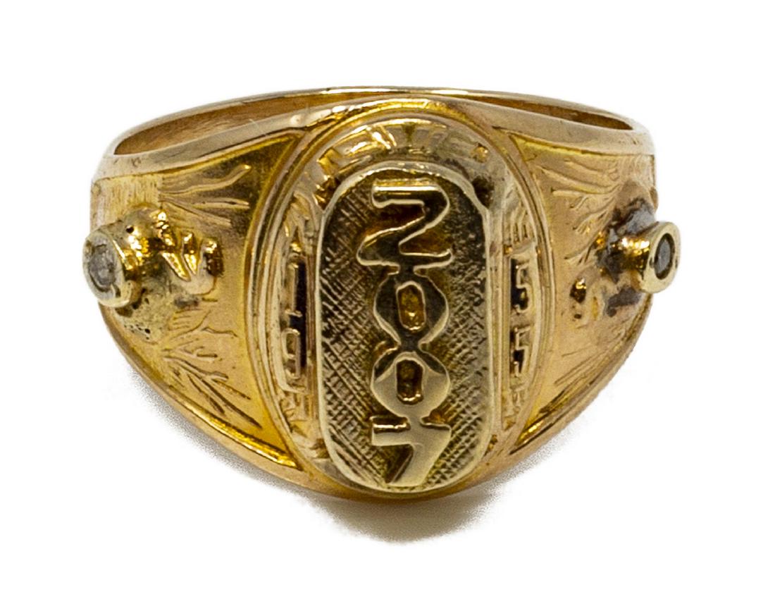 ESTATE 10KT YELLOW GOLD & DIAMOND CLASS RING (1 of 4)