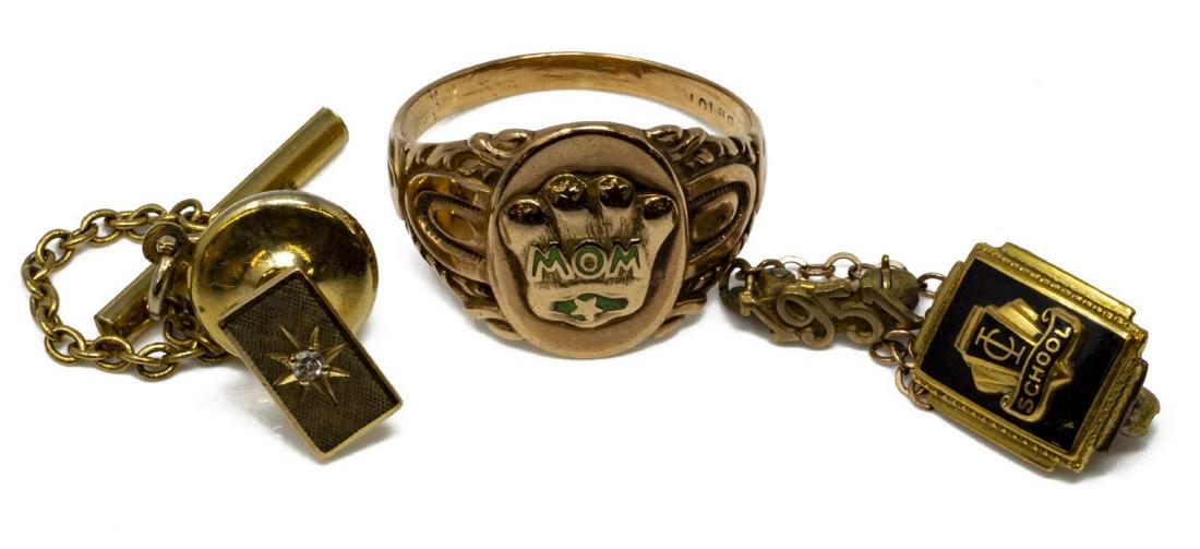 3) ESTATE GOLD GROUP 10KT & 14KT, RING & TIE TACKS (1 of 8)