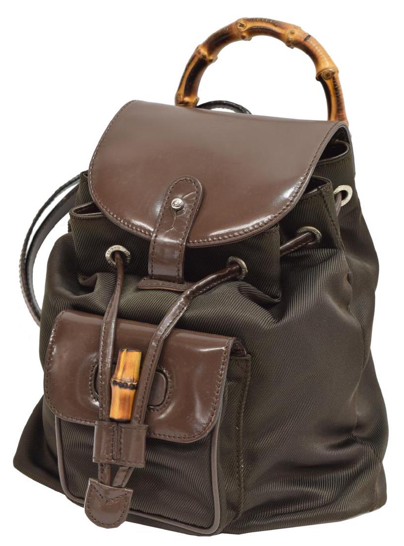 GUCCI MINI LEATHER & NYLON BAMBOO BACKPACK (1 of 4)