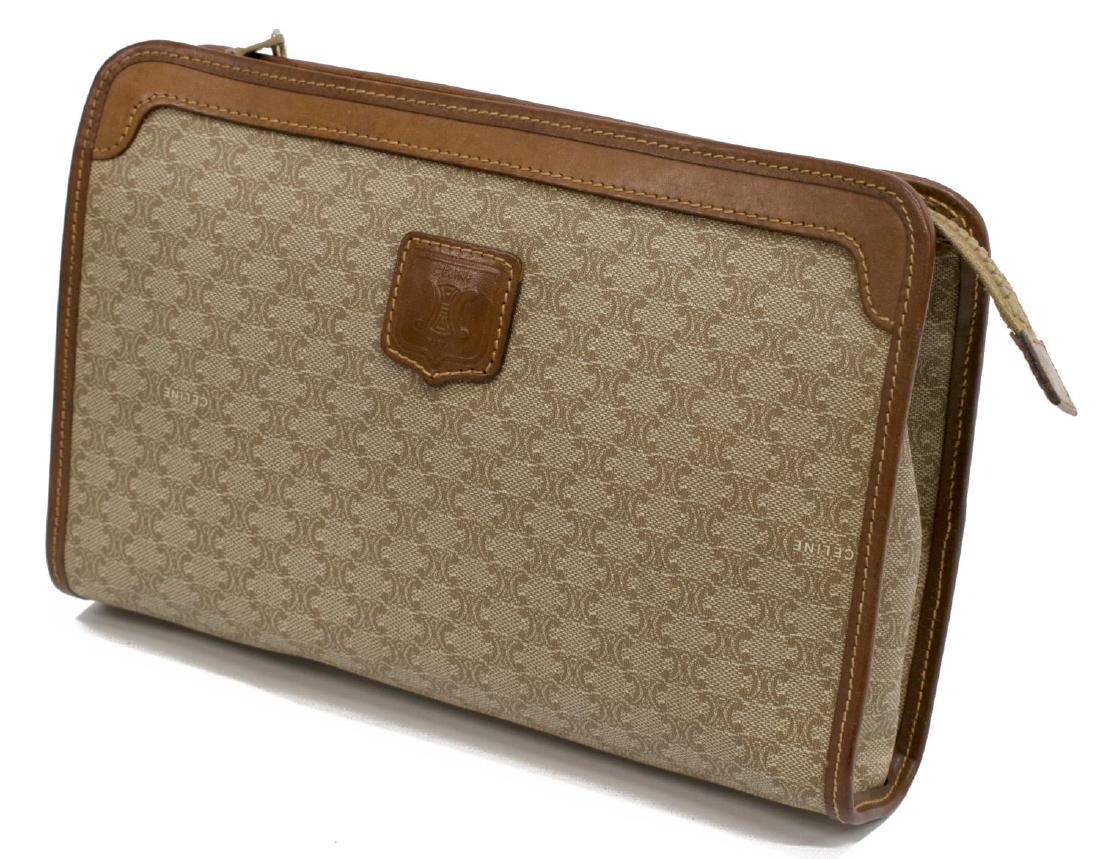 CELINE BEIGE MACADAM MONOGRAM CANVAS POUCH (1 of 4)