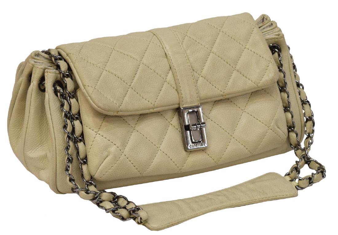 CHANEL QUILTED ACCORDION MADEMOISELLE FLAP BAG: Chanel accordion Mademoiselle flap bag, in quilted caviar leather, with silver-tone hardware, classic chain leather handles with leather shoulder strap, flap closure with vertical mademoiselle turnloc
