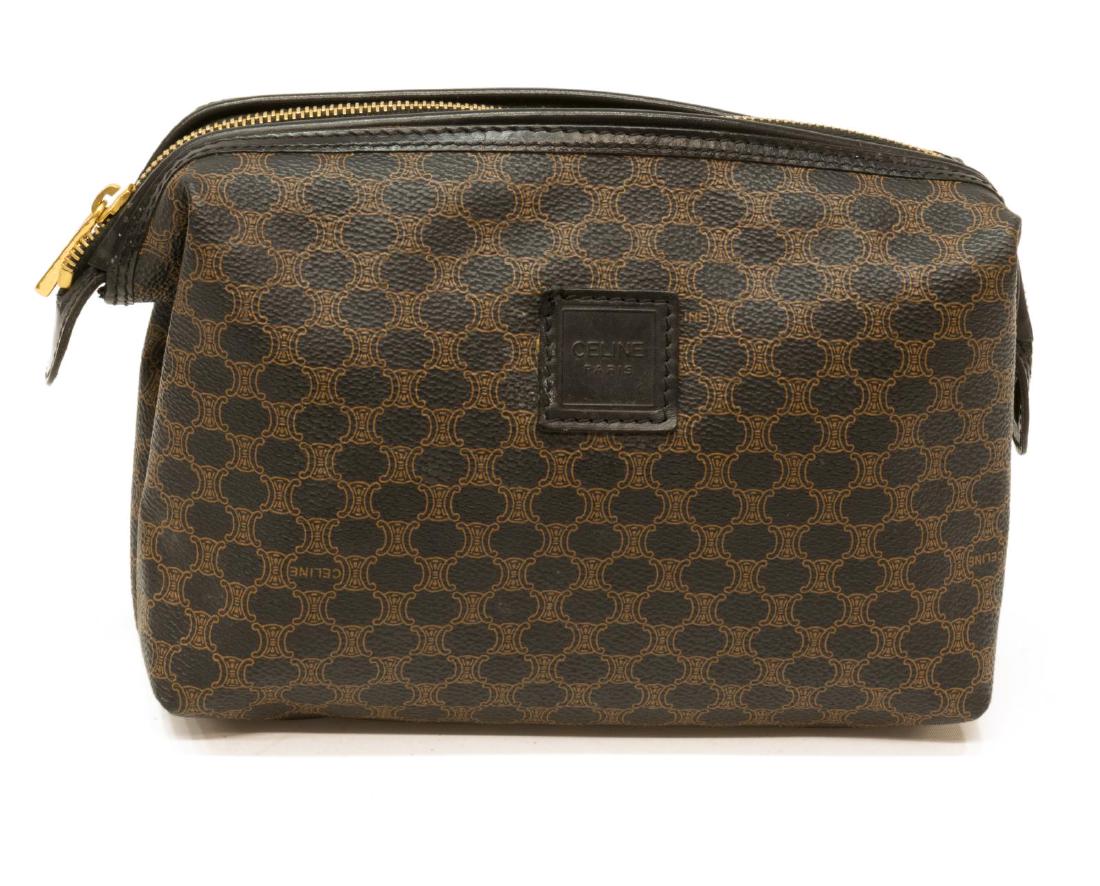 CELINE BLACK MACADAM CANVAS COSMETIC POUCH (1 of 4)