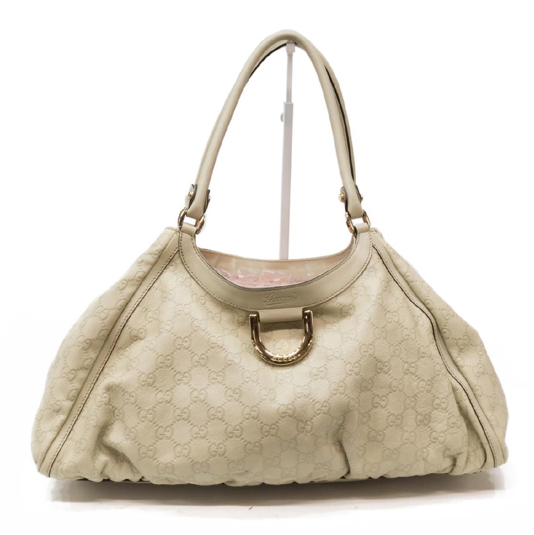 GUCCI GUCCISSIMA 'D-RING HOBO' IVORY LEATHER BAG (1 of 4)