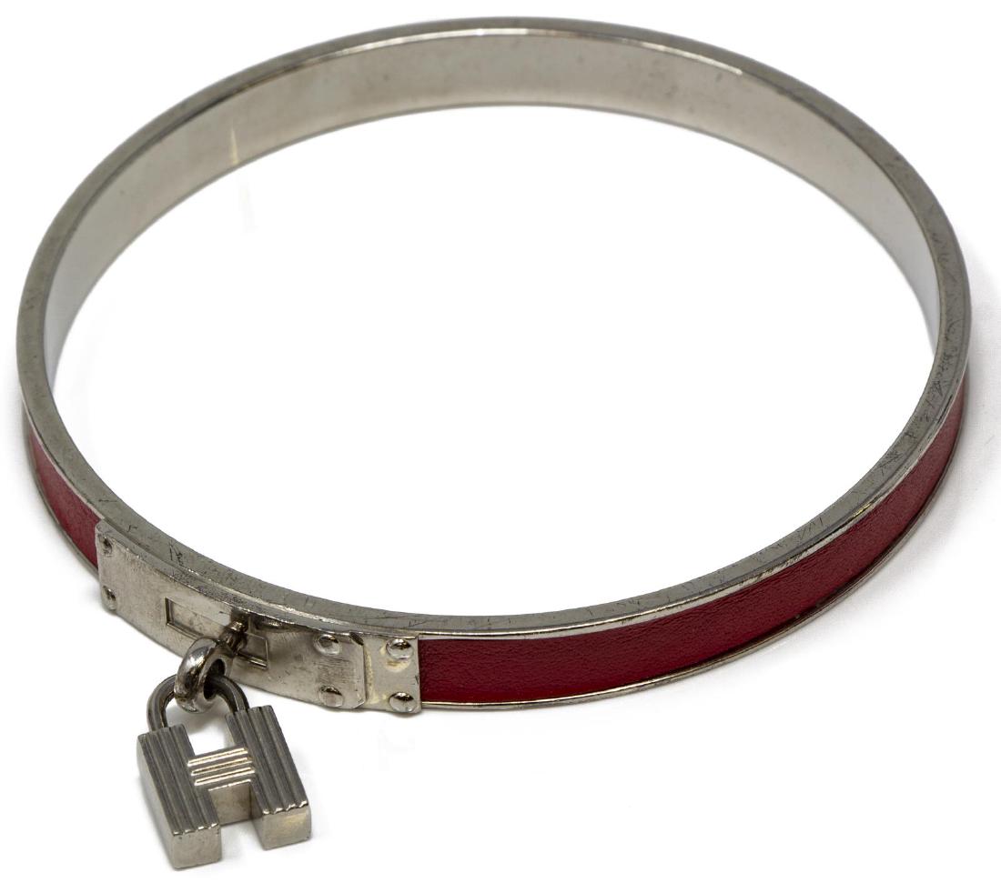 HERMES 'KELLY LOCK CADENA' RED LEATHER BRACELET (1 of 4)