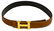 HERMES BLACK/BROWN LEATHER GOLD-TONE 'H' LOGO BELT