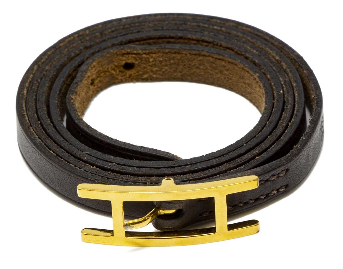 HERMES DARK BROWN HAPI TRIPLE LEATHER BRACELET (1 of 3)